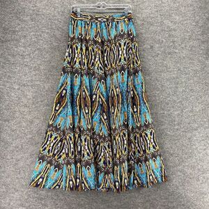 Ellen Weaver Skirt Women M Medium Blue Striped Maxi Long Pull On Elastic Waist